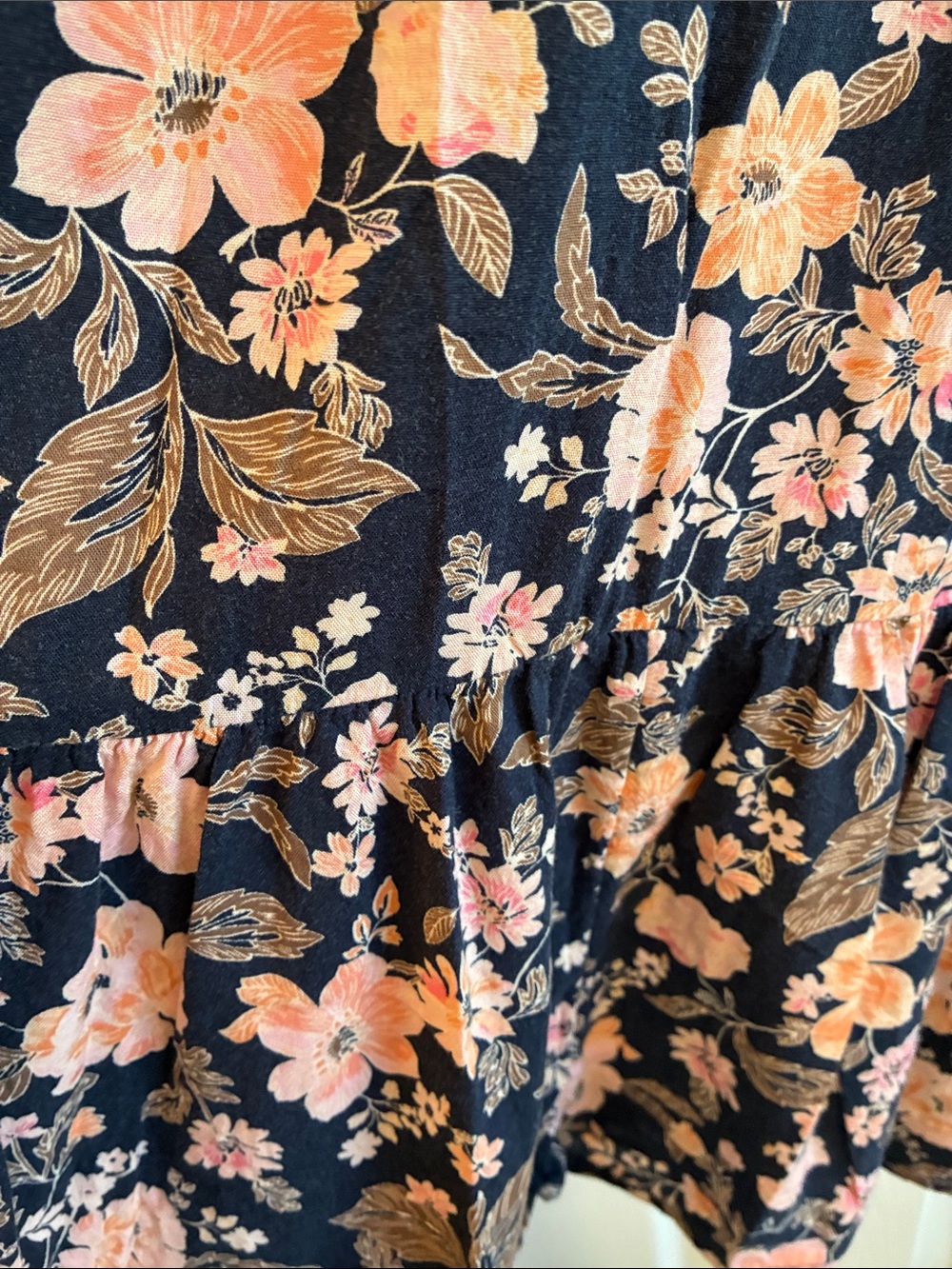Old Navy Floral Maxi Dress Size Small Navy Pink Peach Boho Smocked Waist - Picture 3 of 9